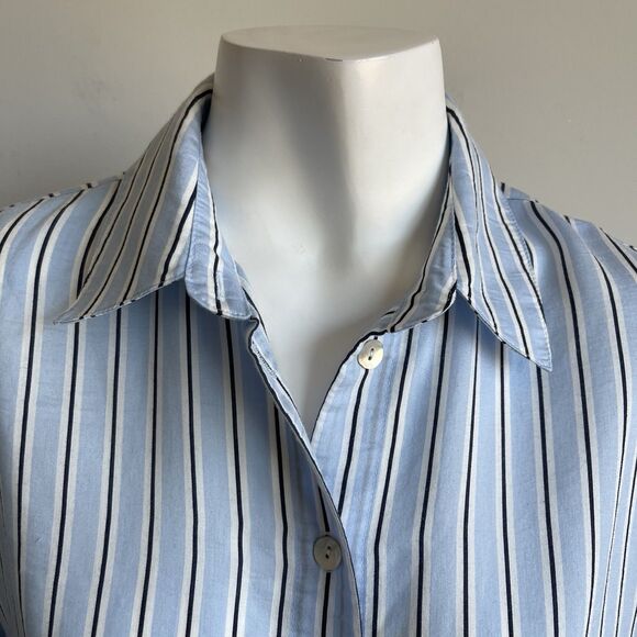 Zara Long Sleeves Oversized Shirt Midi Dress Tie Belt XS Lagenlook Blue Striped - Picture 6 of 15